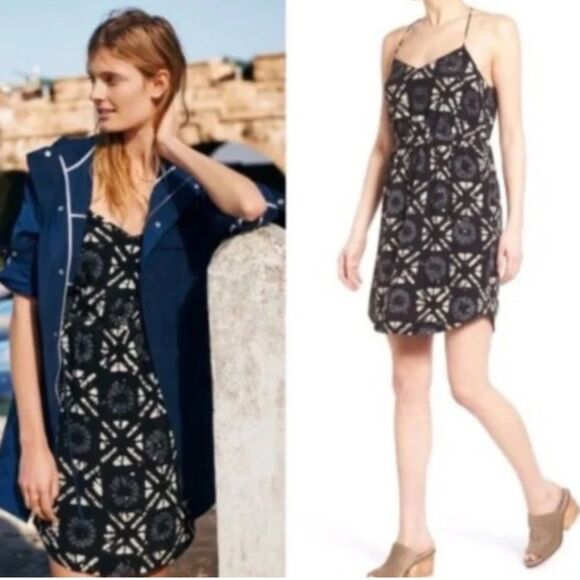 Madewell Starview 100% Silk Batik Grid Mini Dress Sz 4 - Picture 15 of 16